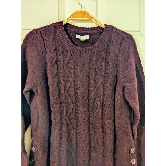 Croft & Barrow Ribbed Purple Sweater Button Detail Sz. Small‎ Soft NWT - Picture 5 of 8